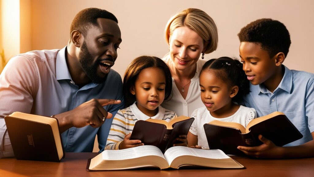A family having bible study