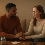 A couple sitting together and having a reconciliation discussion