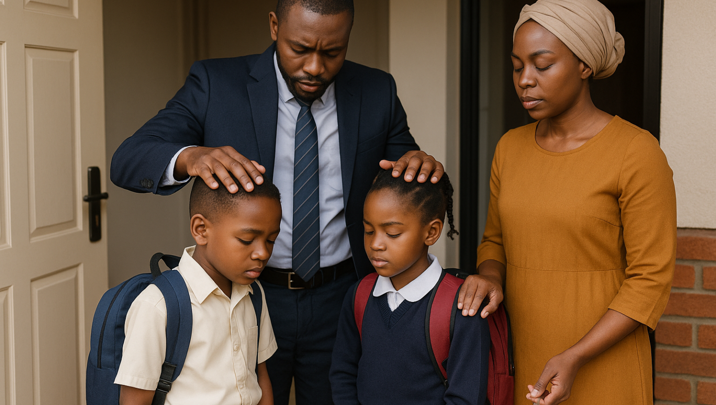 fathers-blessing A father blessing his children as they set out for school